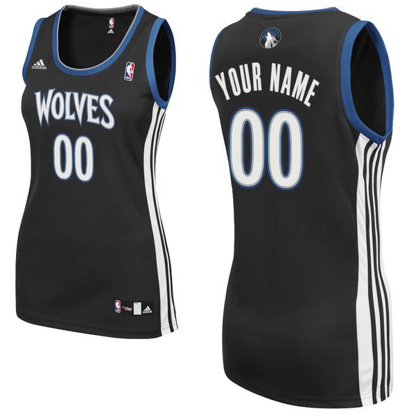 Adidas Minnesota Timberwolves Women Custom Replica Alternate Black NBA Jersey->customized nba jersey->Custom Jersey
